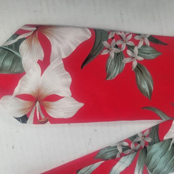 KY's Hawaiian Hibiscus Tropical Floral Resort Vacation Workwear 54" Tie - Picture 2 of 4
